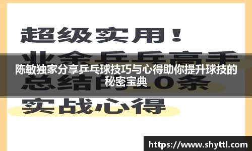 陈敏独家分享乒乓球技巧与心得助你提升球技的秘密宝典
